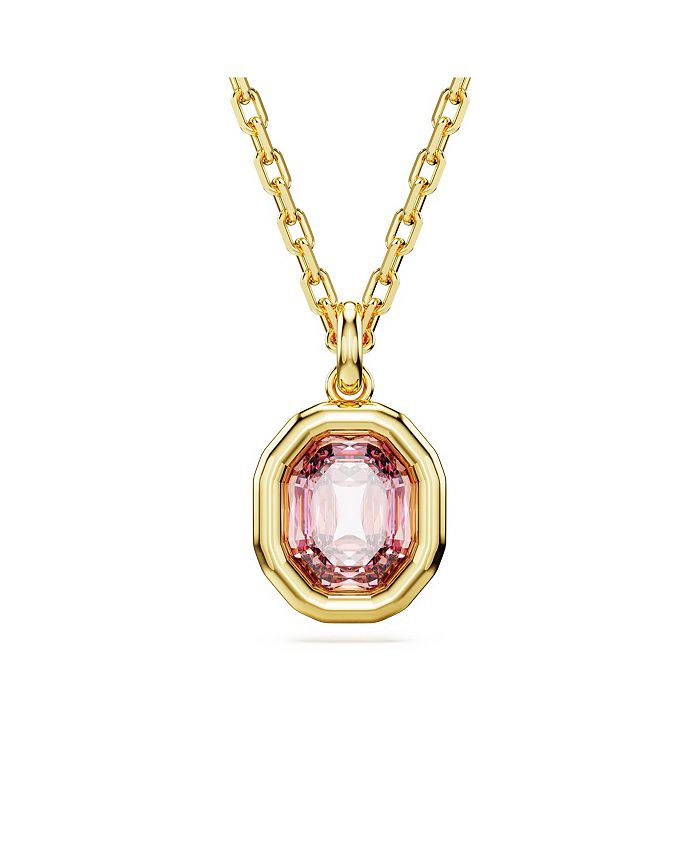 Swarovski Octagon Cut, Pink, Gold-Tone Imber Pendant Necklace - Macy's