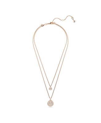 White, Rhodium Plated or Rose-Gold Tone or Gold-Tone Meteora Layered Pendant Necklace