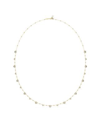 Round Cut, White, Gold-Tone Imber Strand age Necklace