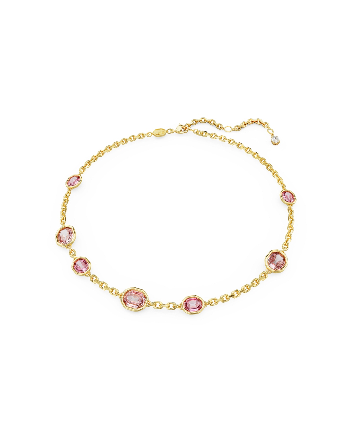 Octagon Cut, Pink, Gold-Tone Imber Necklace - Pink