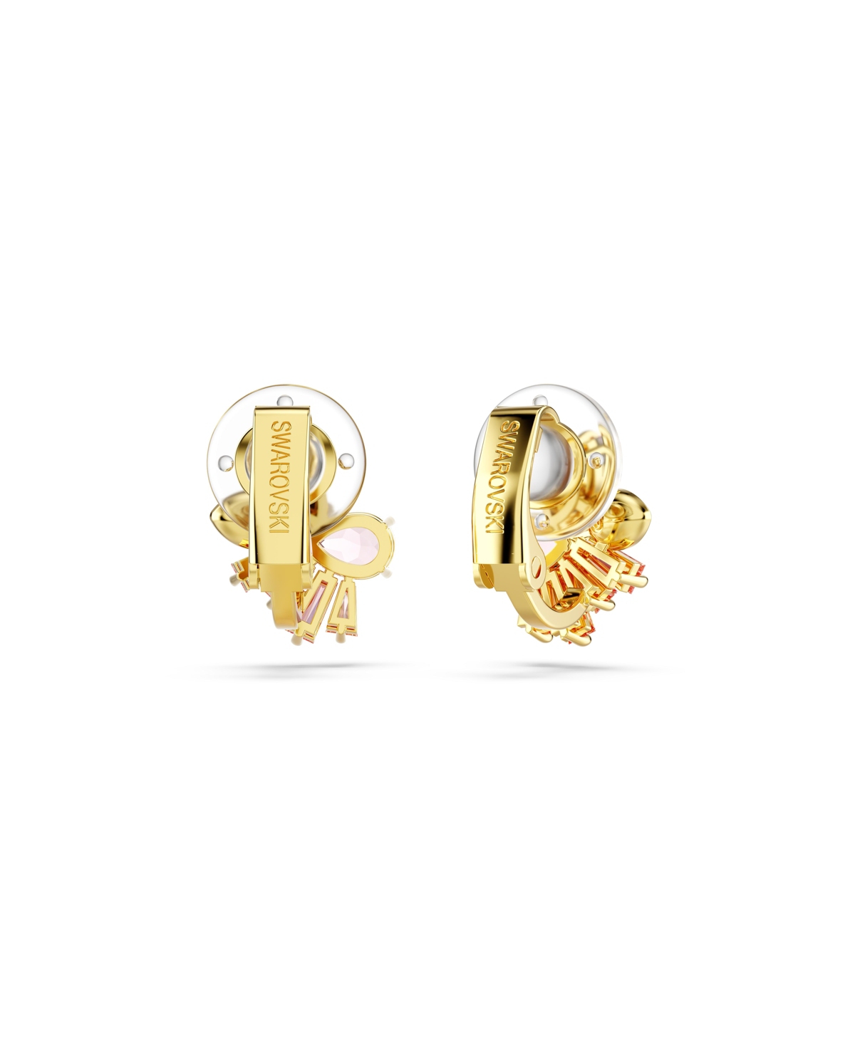 Swarovski Gema Clip Earrings Gold Shiny Pink In Pink