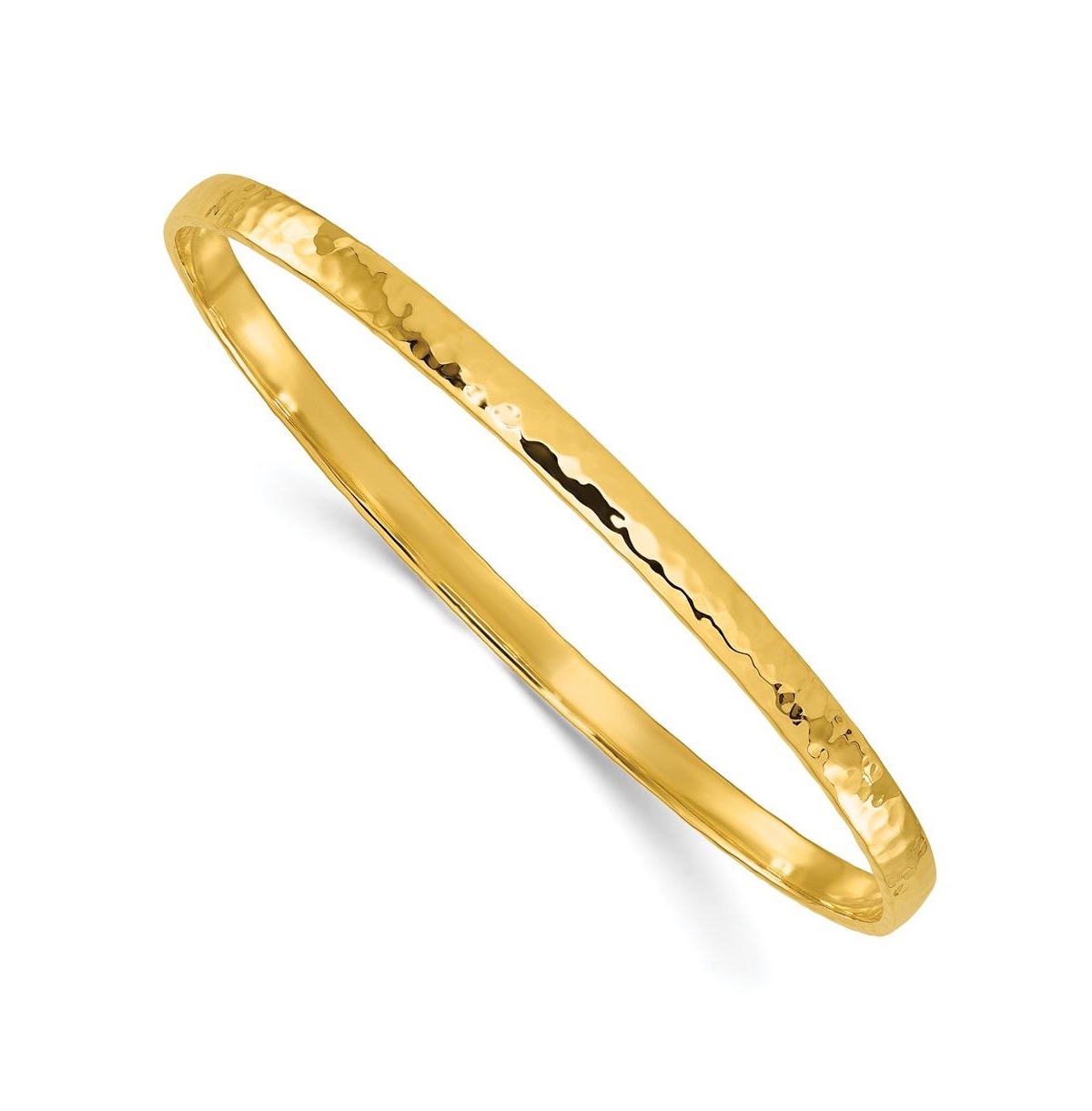 18k Yellow Gold Solid Hammered Slip-on Bangle Bracelet - Gold