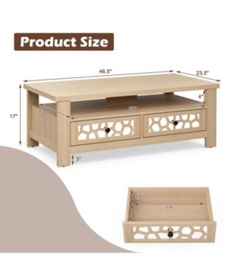 3-tier Coffee Table with 2 Drawers