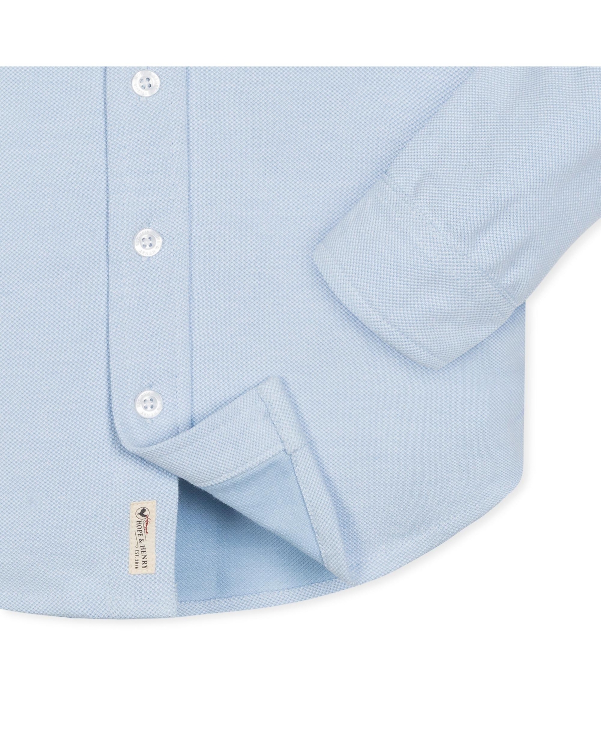 Hope & Henry Boys Organic Long Sleeve Pique Button-Down Shirt - Light blue with white collar