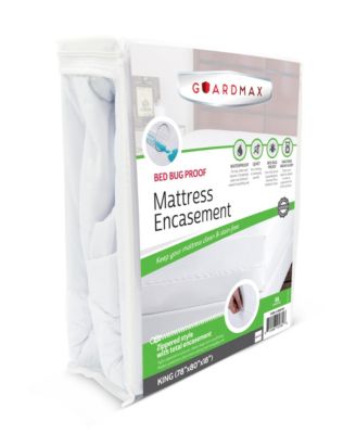 King Waterproof Mattress Protector Encasement with Zipper, Pockets Stretch up to 18 inches - White