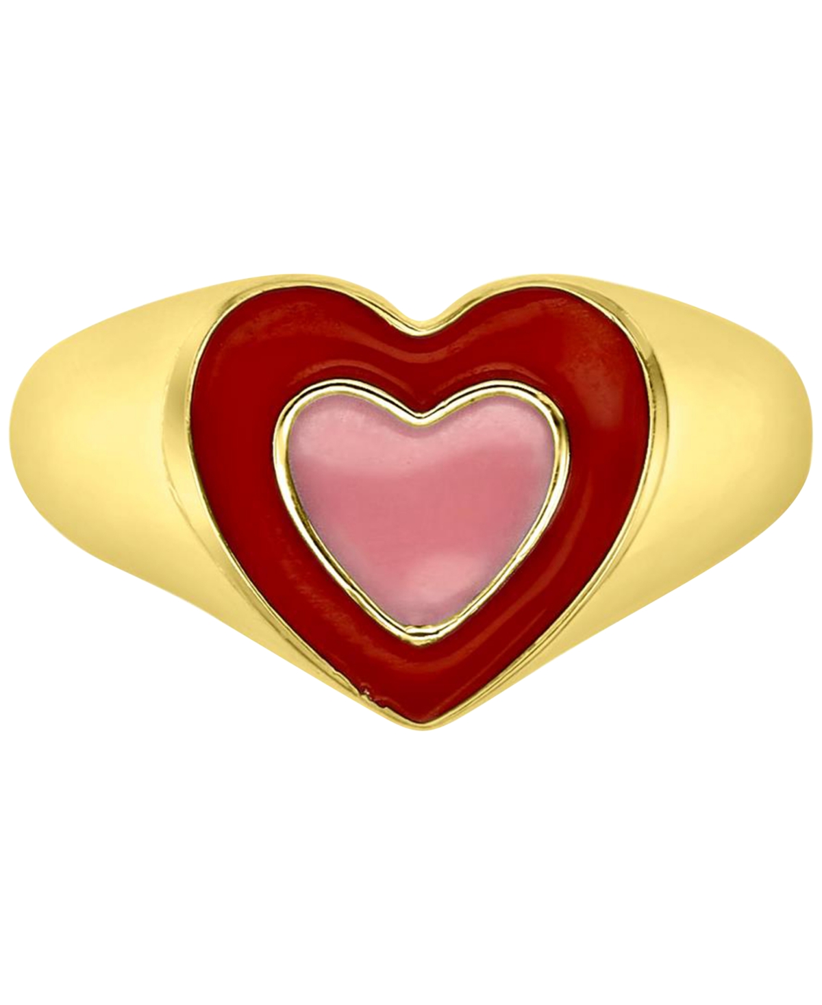 Shop Macy's Red & Pink Enamel Heart Ring In 14k Gold-plated Sterling Silver In Red  Pink