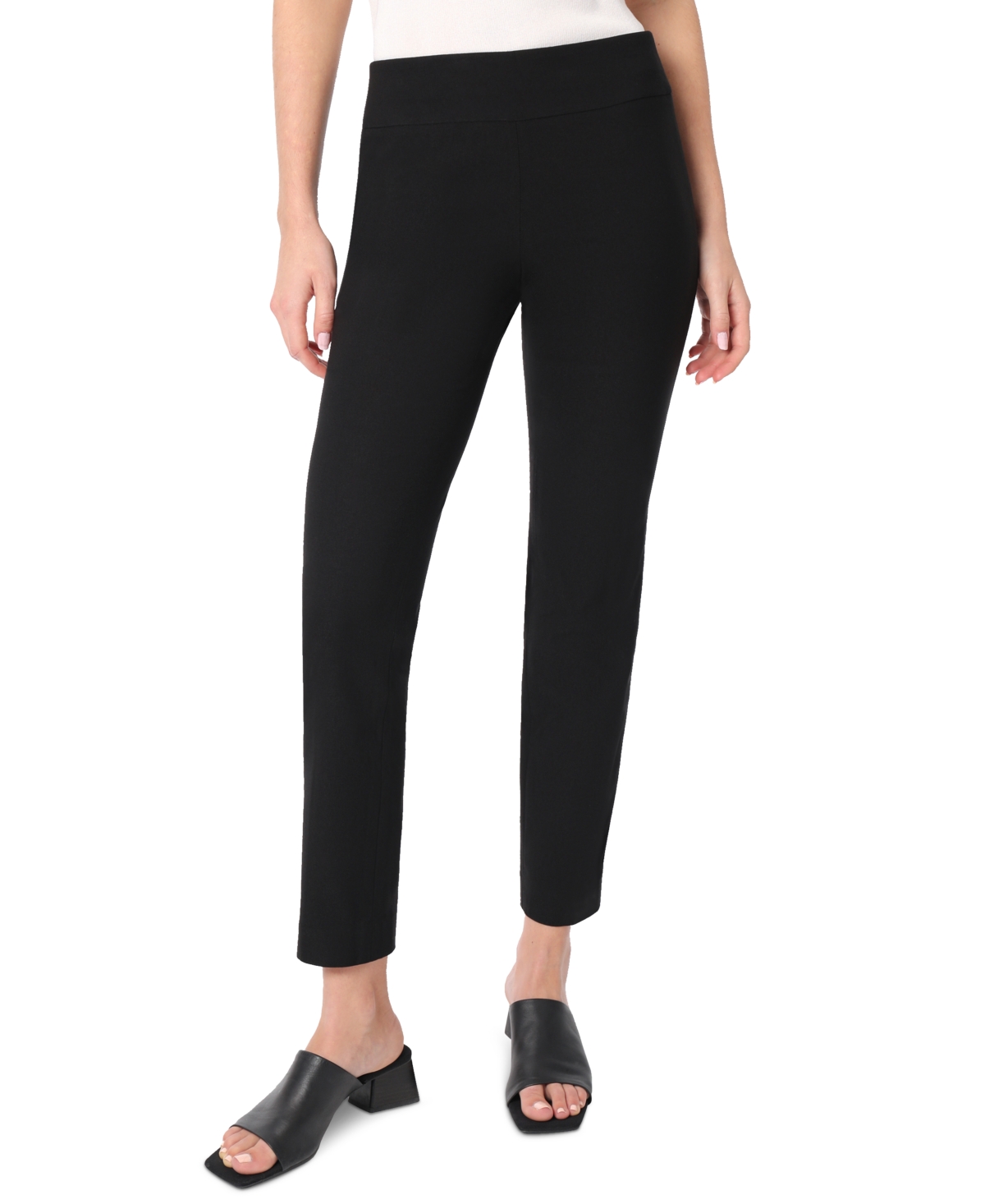 Women's Solid Stretch Twill Ankle Pants - Black