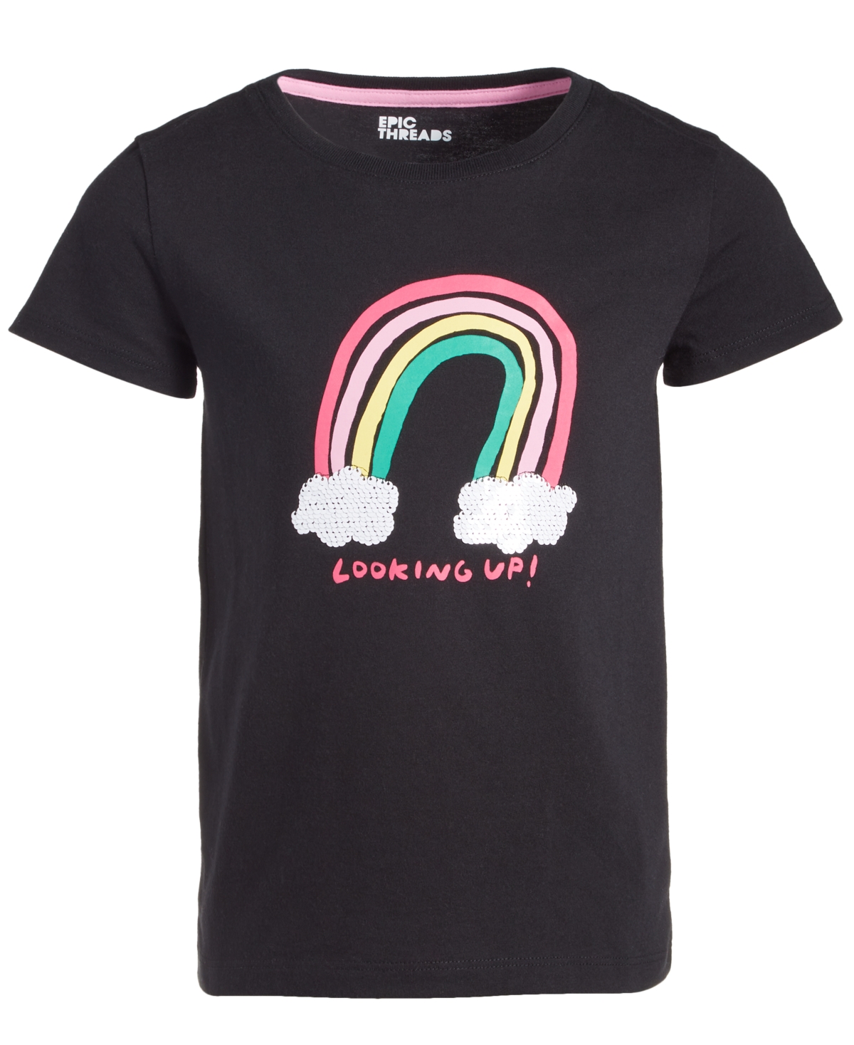 Shop Epic Threads Toddler & Little Girls Looking Up Rainbow Graphic T-shirt, Created For Macy's In Deep Black