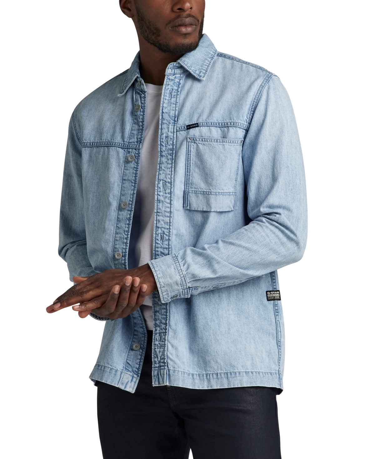 Shop G-star Raw Men's Straight Fit Sun Faded Denim Jacket In Sun Faded Blue Mist