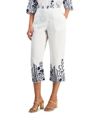 Charter Club Women's Linen Cropped Pants, Created for Macy's - Macy's