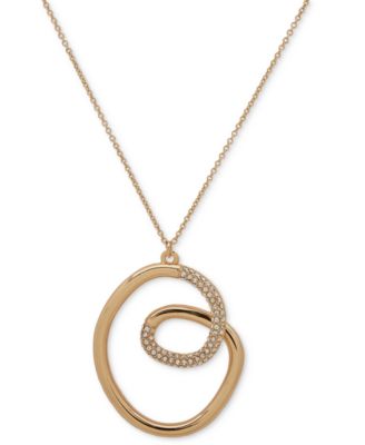 DKNY - Gold-Tone Pav&eacute; Twist 38" Adjustable Pendant Necklace
