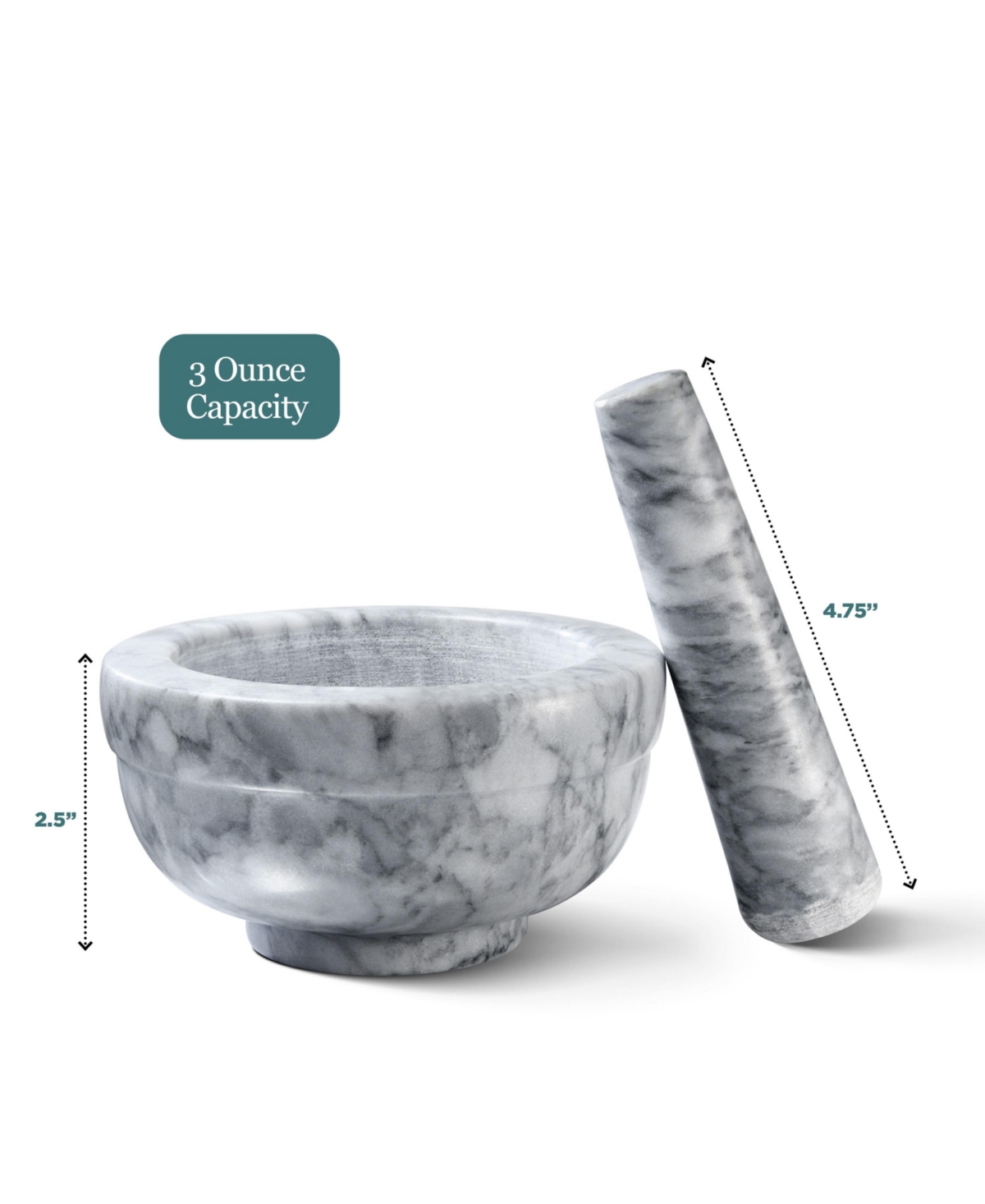 Mortar and Pestle Set - Small Grinding Bowl Container for Guacamole, Spices, Salsa, Pesto, Herbs - Best Mortar and Pestle Spice and Pills Crusher Set