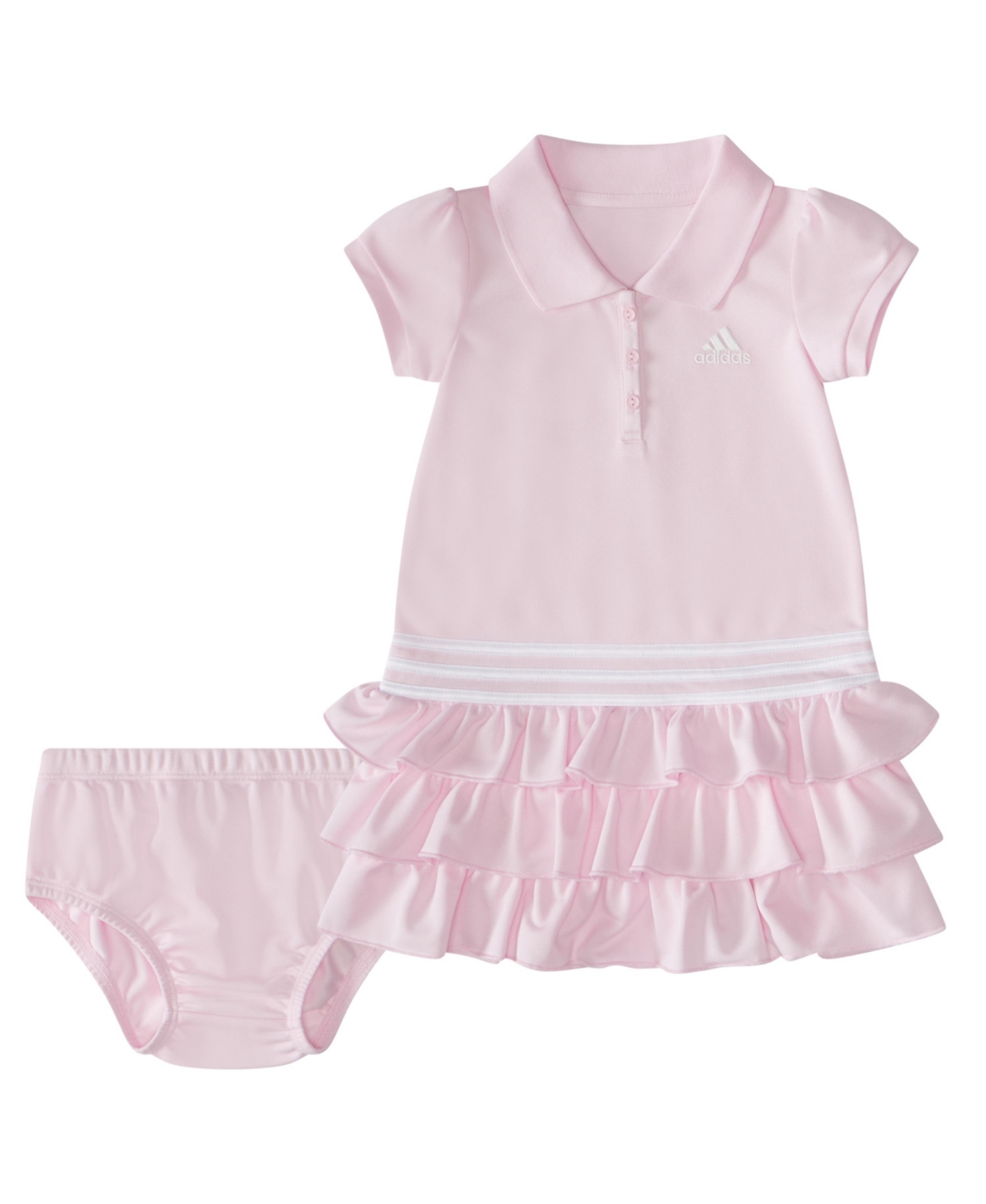 Shop Adidas Originals Baby Girls Ruffle Polo Dress In Clear Pink