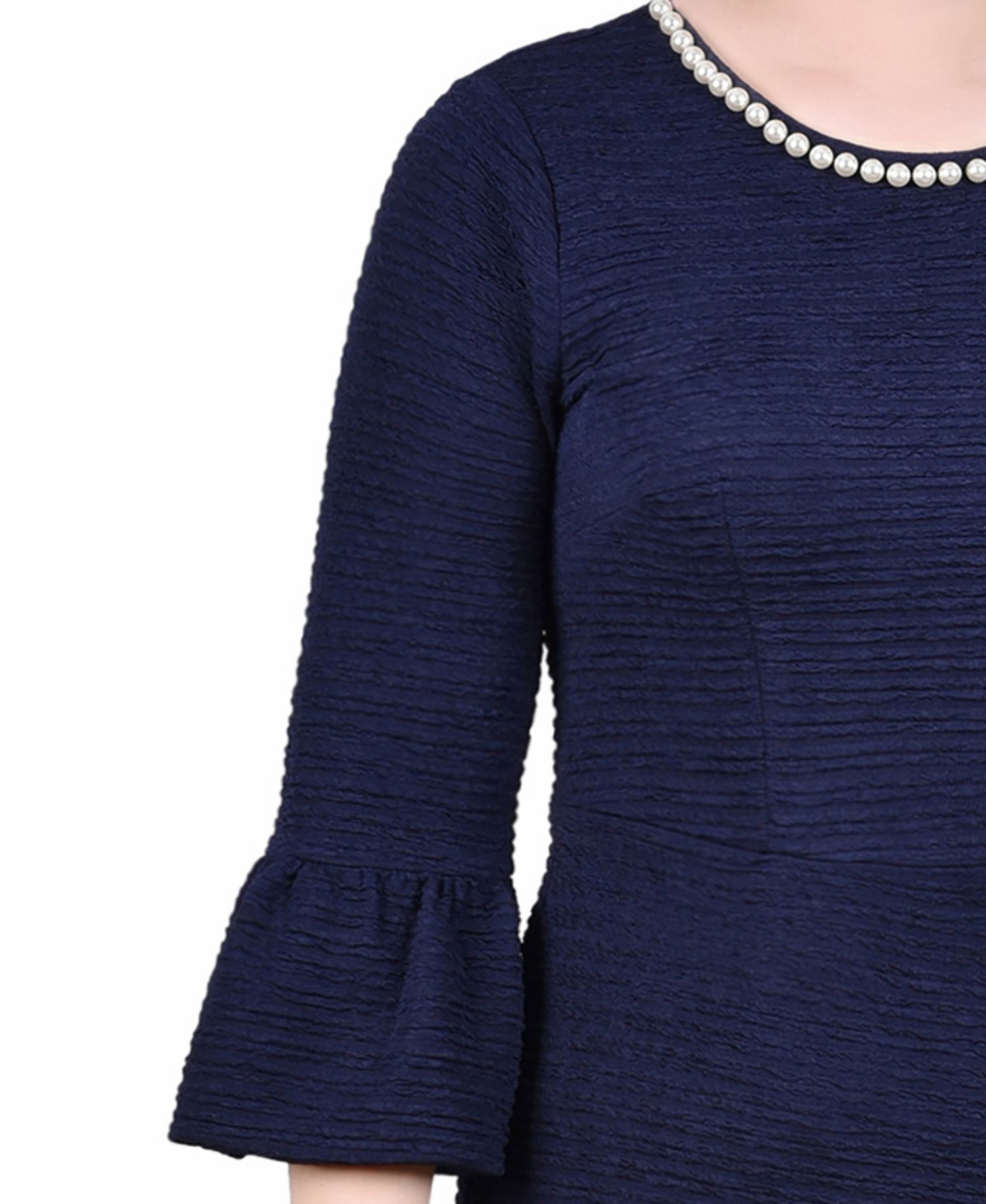 Petite 3/4 Length Imitation Pearl Detail Dress