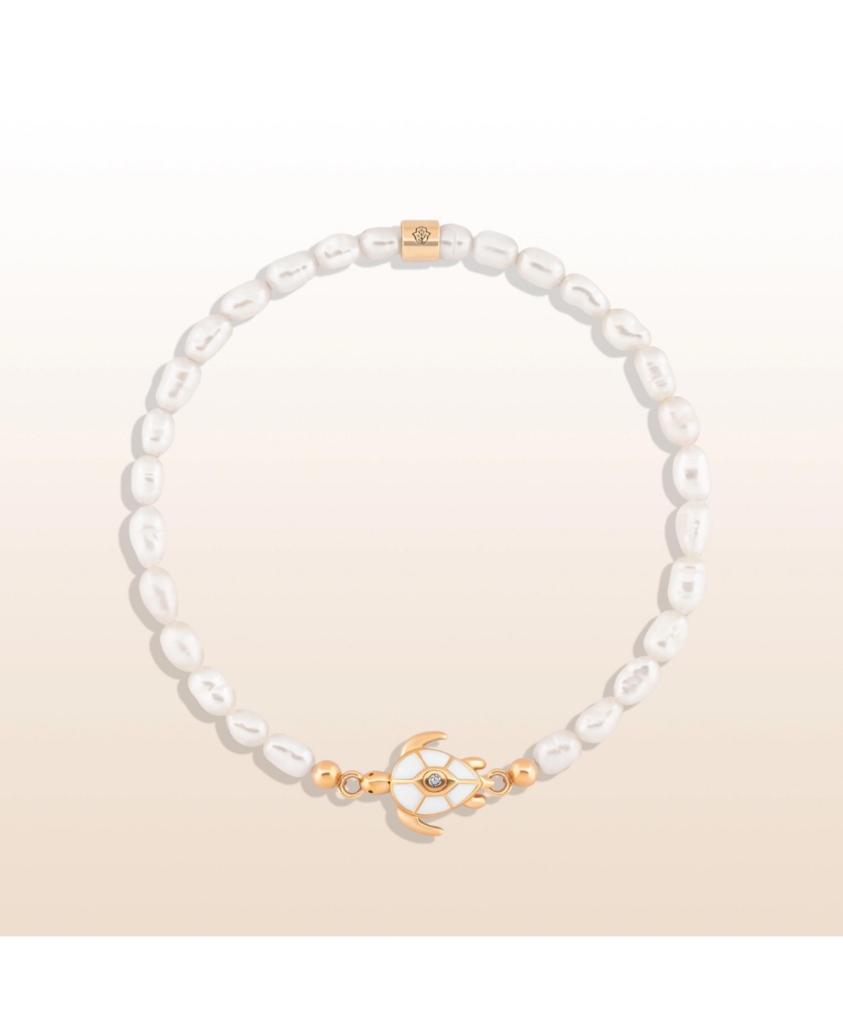 Harmonious Life - Pearl Turtle Charm Bracelet - White/gold