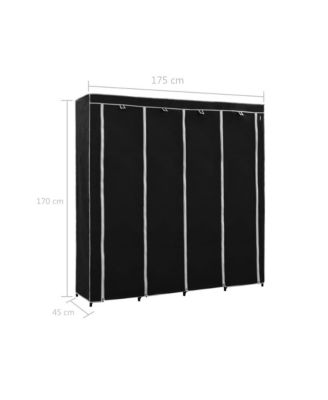 Wardrobe Black Iron frame and polyester fabric Large Wardrobe