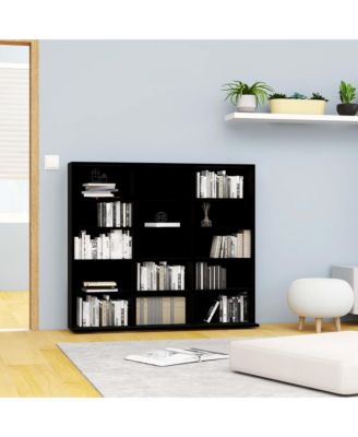 CD Cabinet Black 40.2"x9.1"x35.2" Engineered Wood