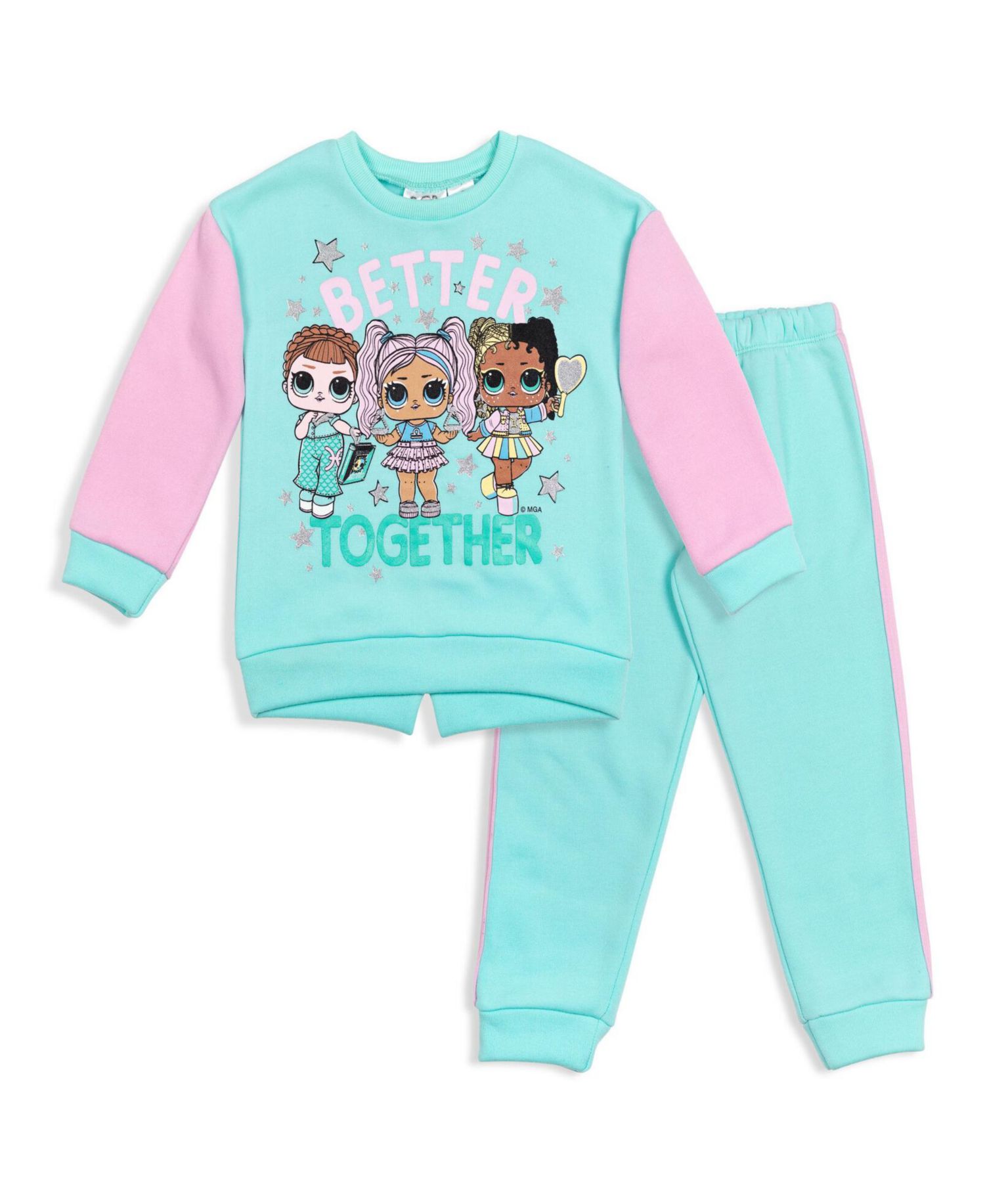 Girls Fleece Sweatshirt and Jogger Pants Outfit Set