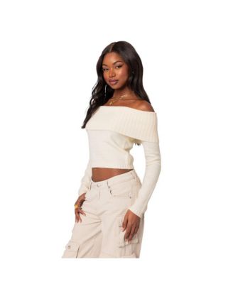 Edikted Womens Tamara Fold Over Knit Top - Macy's