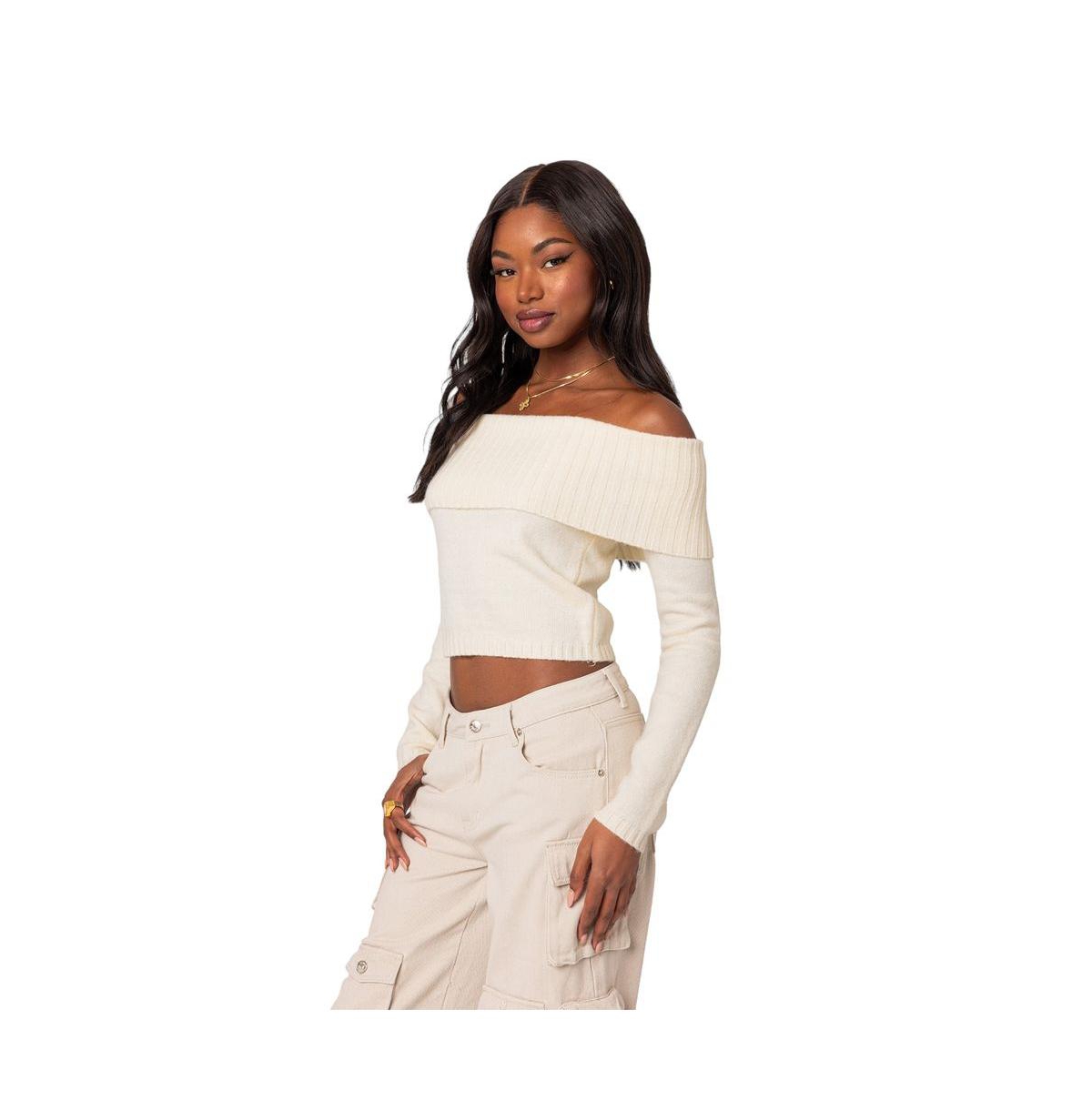 Edikted Women's Tamara Fold Over Knit Top