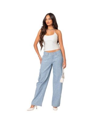 Women's Icing sequin low rise cargo jeans