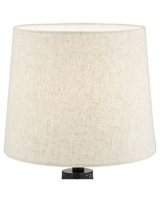 24" High Mid Century Modern Farmhouse Rustic Table Lamps Set of 2 Black Finish Oatmeal Shade Living Room Bedroom