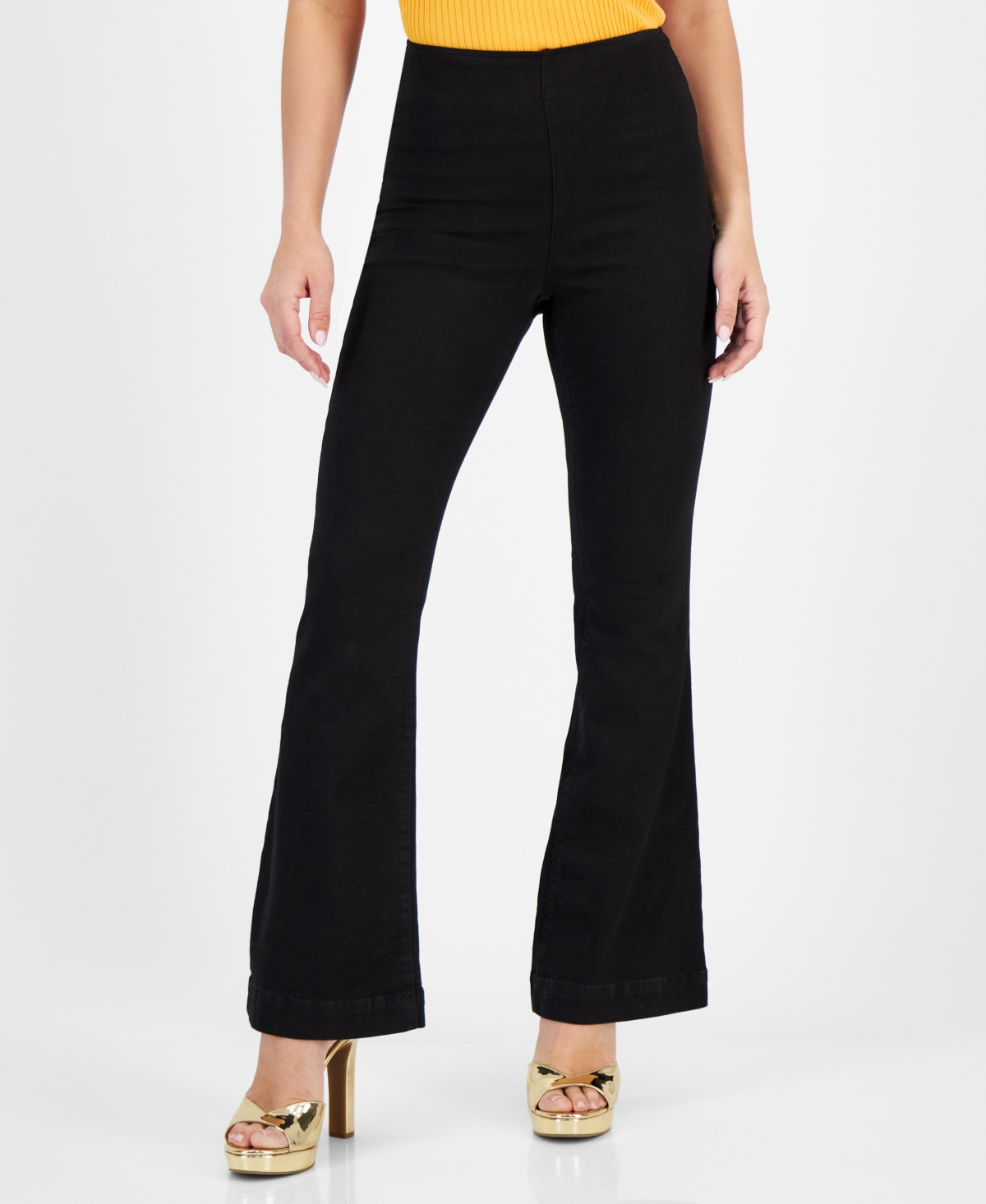 Inc International Concepts Women's High-rise Flared-leg Jeans, Created For Macy's In Deep Black