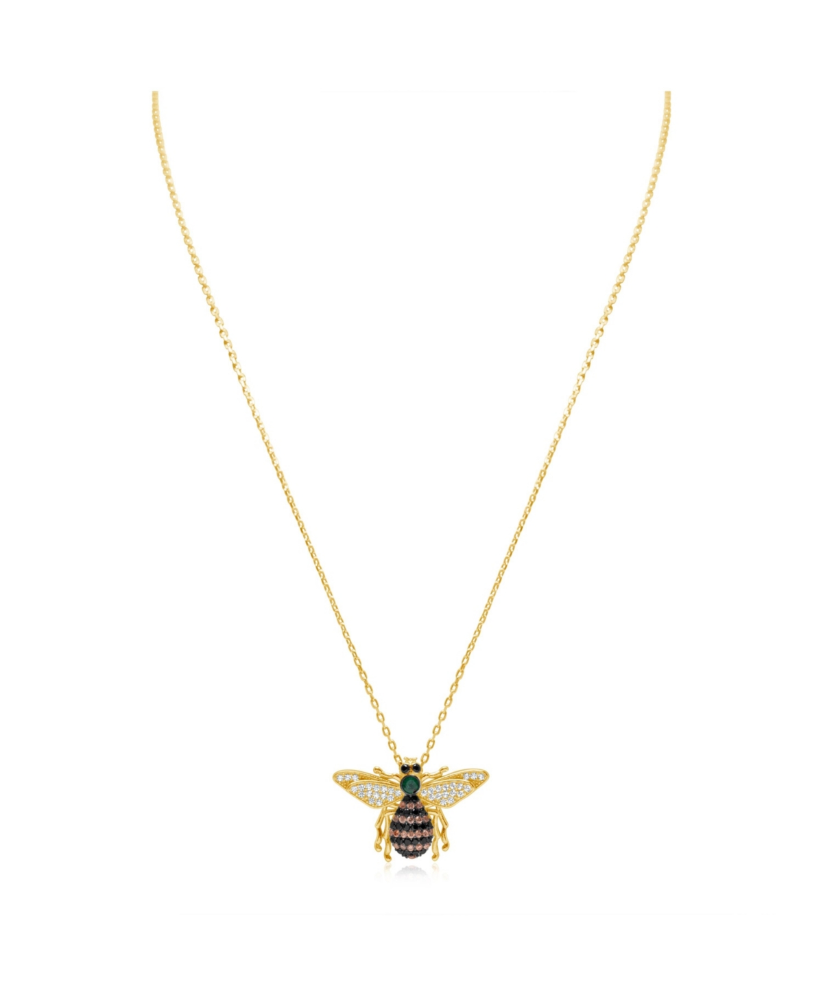 Suzy Levian Sterling Silver Cubic Zirconia Bumble Bee Pendant Necklace - Gold