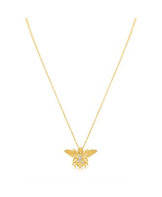 Suzy Levian Sterling Silver Cubic Zirconia Bumble Bee Pendant Necklace