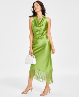 Womens Cowl Neck Fringe Hem Midi Dress Dalea Sandals Oxforde Clutch Jewelry Created For Macys