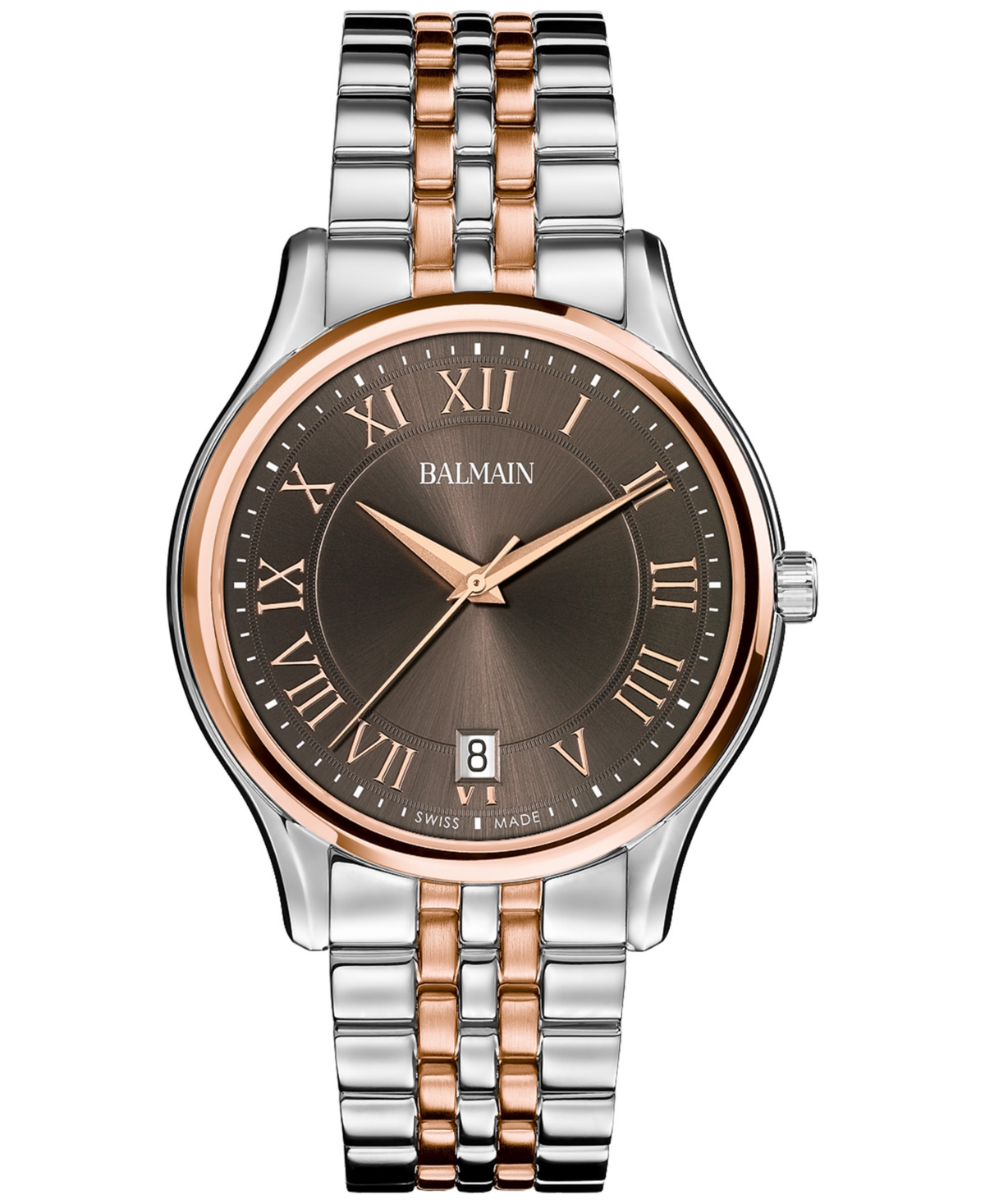 Shop Balmain Men's Swiss Beleganza Two-tone Stainless Steel Bracelet Watch 40mm In Silver,pink