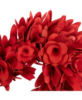 Wooden Rose Artificial Valentine's Day Floral Wreath, 15"