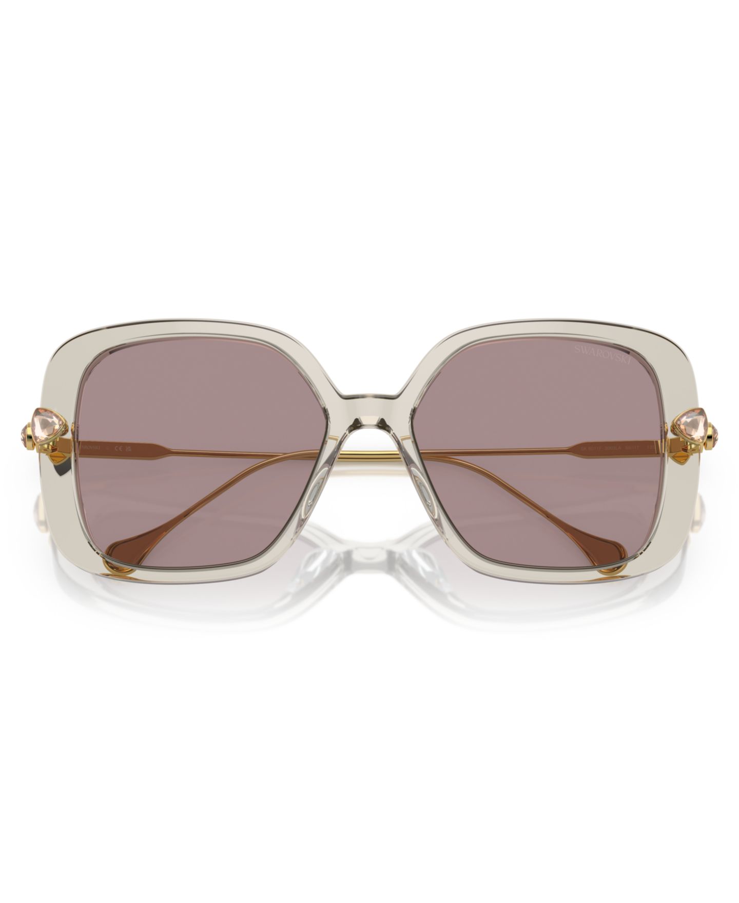 Женские солнцезащитные очки Swarovski Low Bridge Fit Sunglasses SK6011F, цвет: Прозрачный коричневый — фото 5
