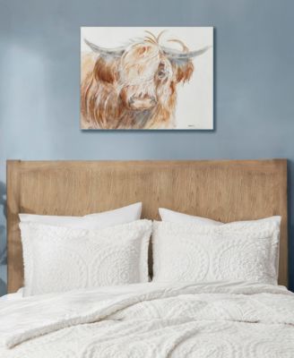 Windswept Hand Embellished Highland Bull Canvas Wall Art