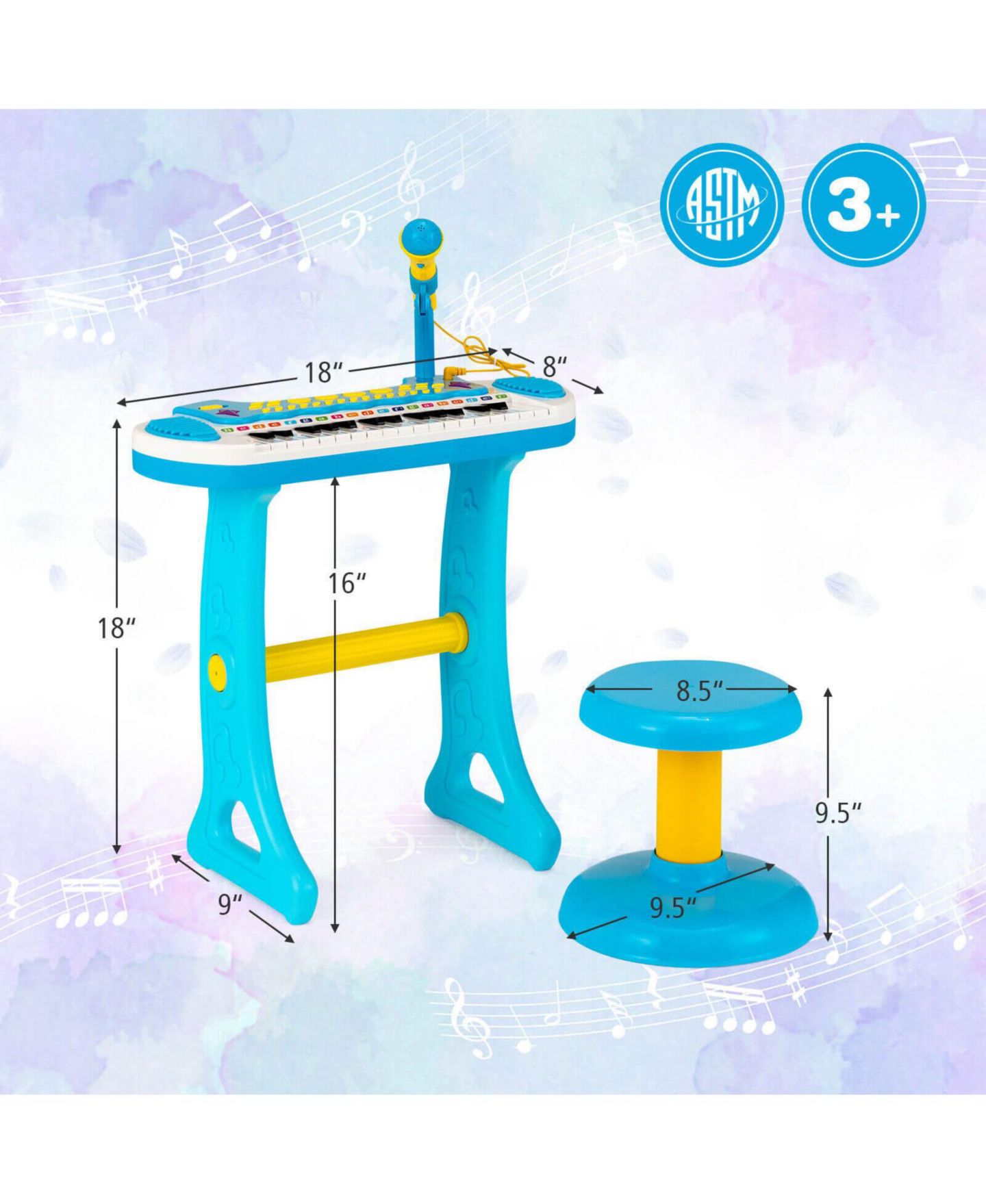 Детская игрушка SUGIFT 31-Key Kids Musical Instrument Piano Keyboard Toy with Microphone, Multiple Sounds and Demo Songs for Age 3+ — фото 3