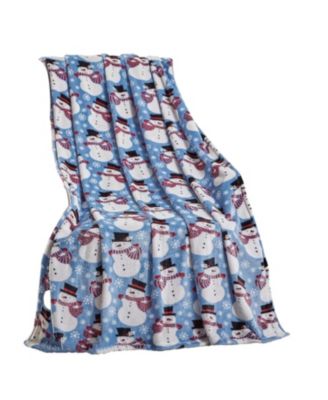 Holiday Living Winter Blues Snowman Christmas Ultra Soft And Plush Hypoallergenic Throw Blanket