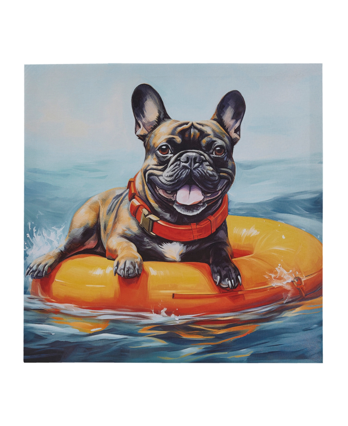 Madison Park Beach Dogs Frenchie Canvas Wall Art In Open Blue
