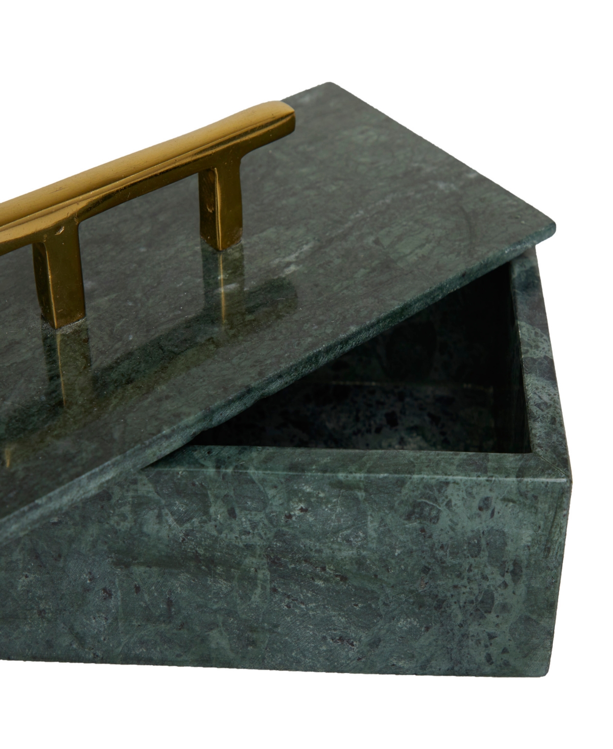 Rosemary Lane Real Marble Box With Gold-tone Bar Handles Set Of 3 In Green