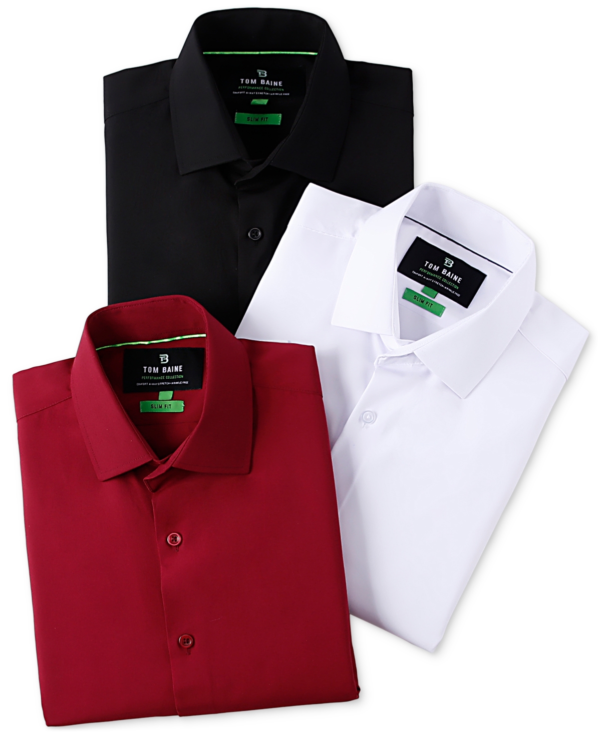 Shop Tom Baine Men's Slim Fit Short Sleeve Performance Button Down Dress Shirt In Burgundy