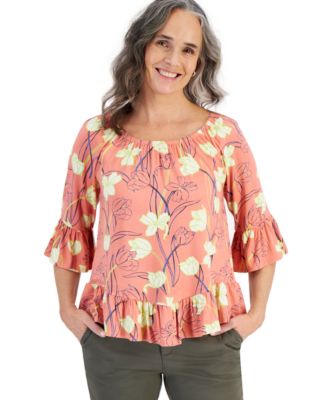 Style & Co - Women's Ruffled Floral-Print Top