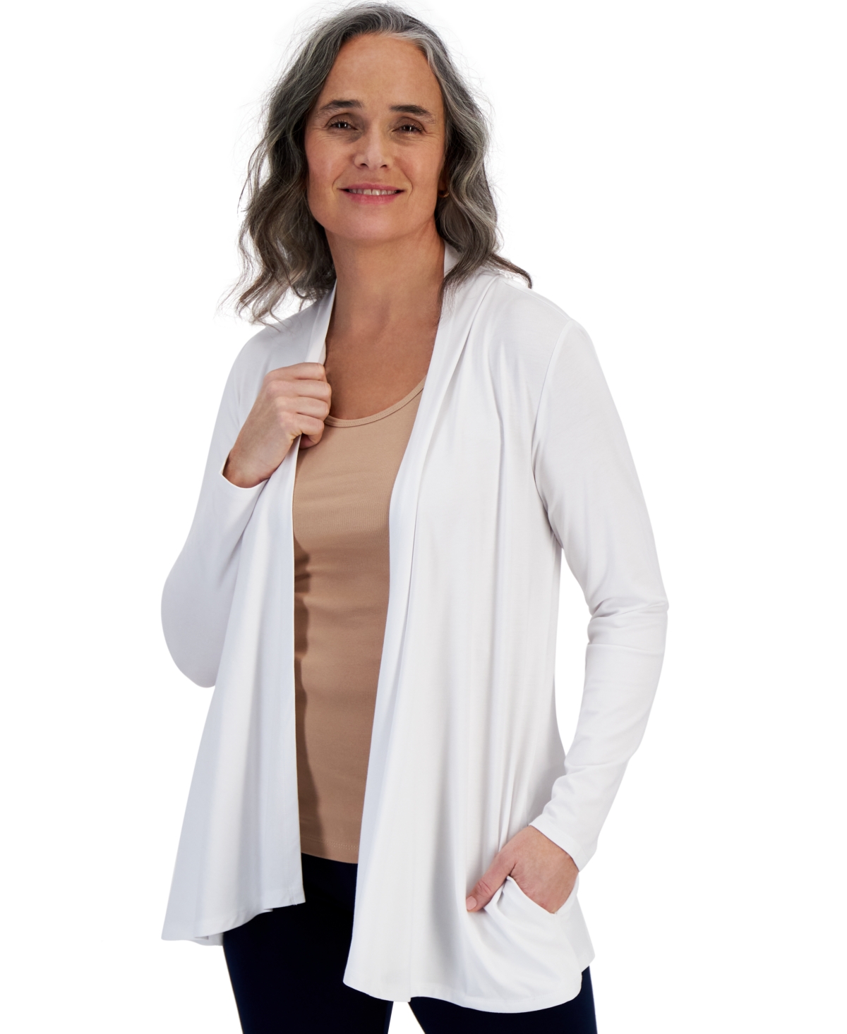 Style & Co Women's Open-front Knit Cardigan, Created For Macy's In Bright White
