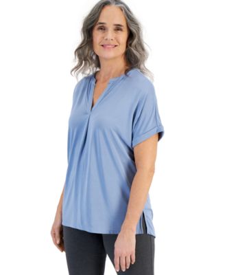Style & Co - Women's Split-Neck Knit Camp Shirt