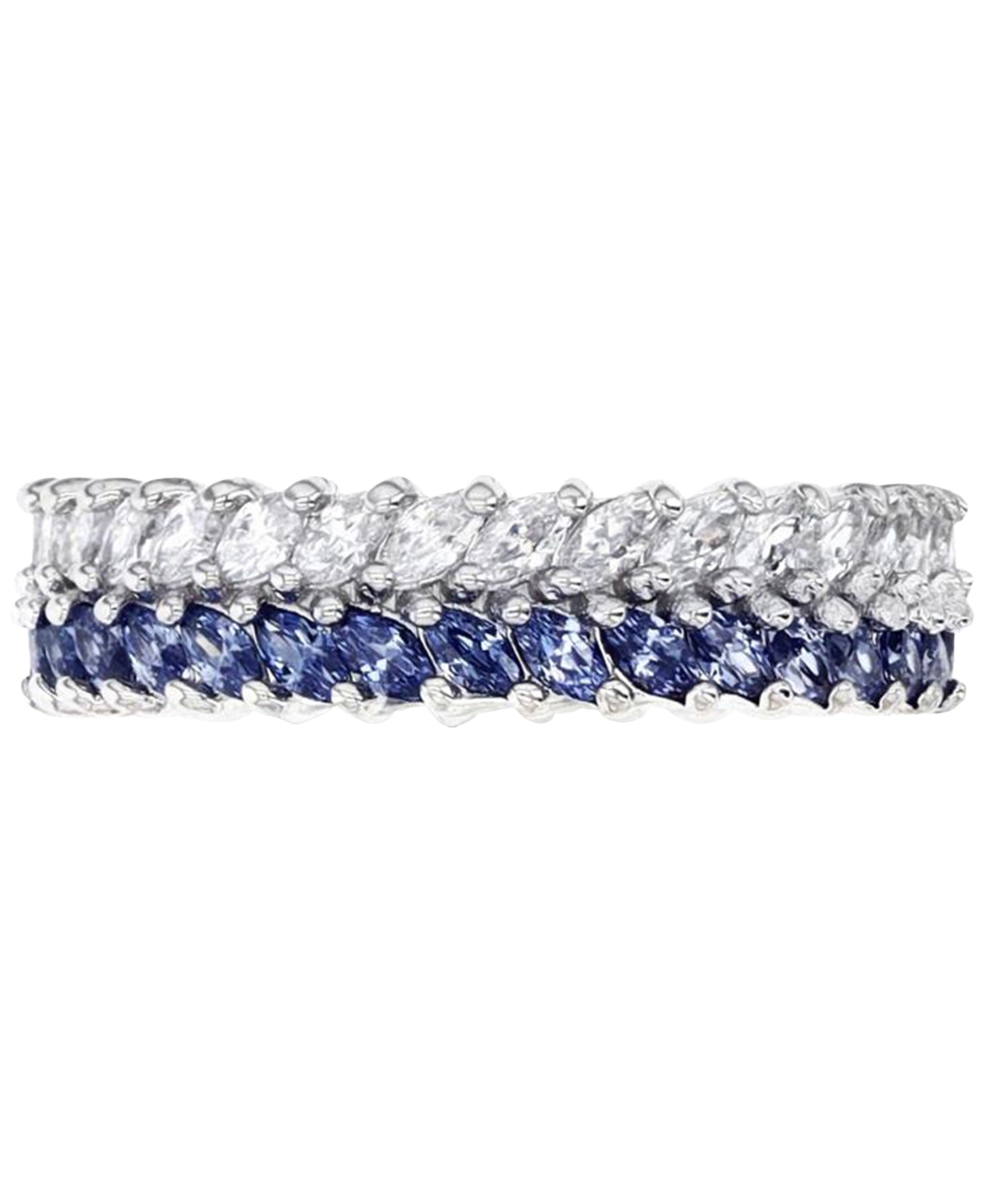 Macy's Cubic Zirconia Blue & White Marquise Chevron Eternity Band In Sterling Silver In Blue  White