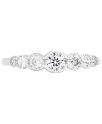 Macy's - Cubic Zirconia Graduated Bezel-Set Cubic Zirconia Ring in Sterling Silver