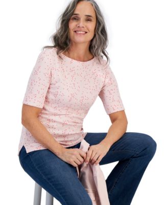 売れ筋商品|||スタイルアンドコー カットソー トップス レディース Women's Printed Boat-Neck Elbow-Sleeve Top, Exclusively at Macy's Industrial Blue Combo Style & Co Women's Printed Boat-Neck Elbow-Sleeve Top