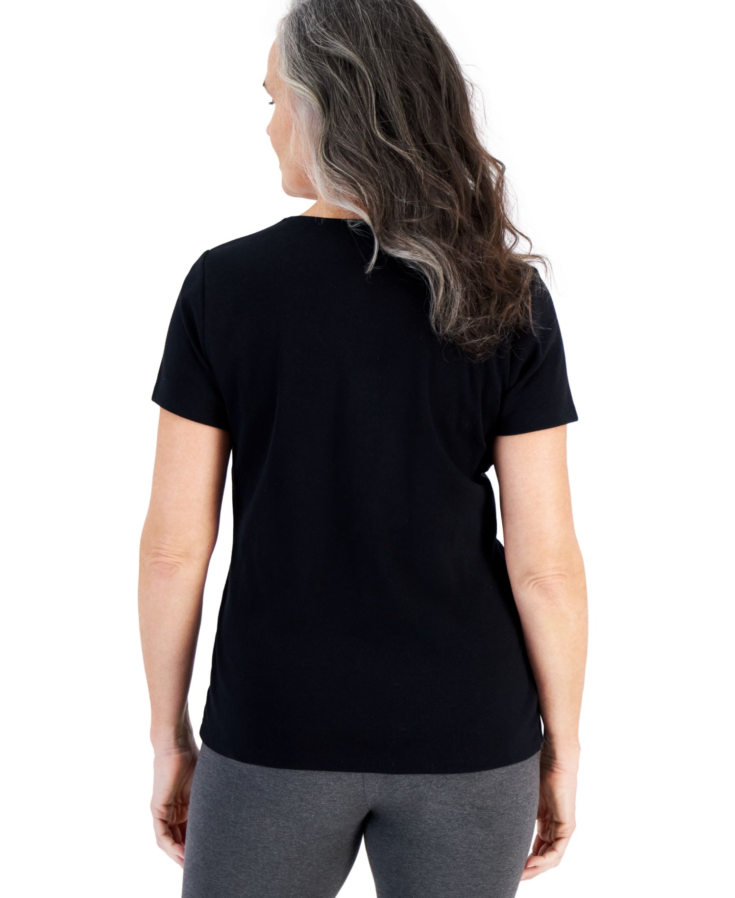 Petite Cotton Scoop-Neck Short-Sleeve Top