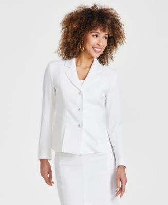 Kasper Women's Stretch Crepe Embellished Three-Button Blazer - Macy's