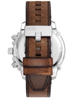 Men's Griffed Chronograph Brown Leather Watch 48mm