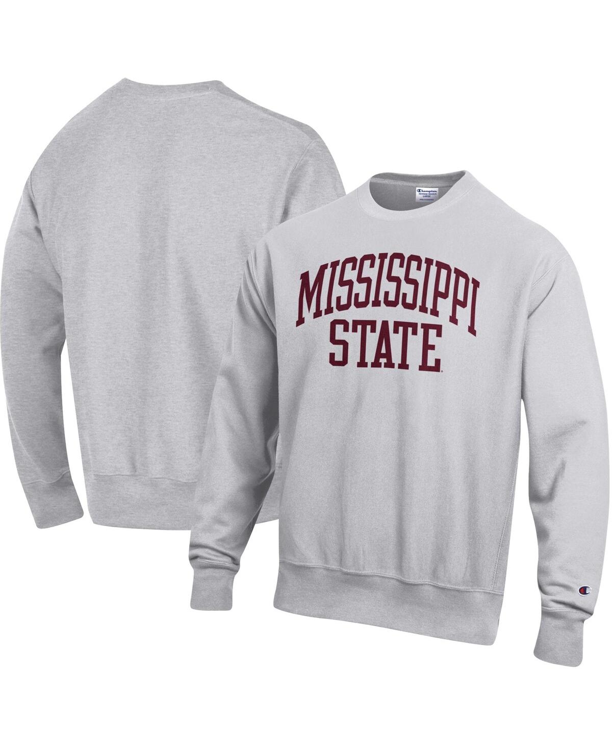 Men's Champion Heathered Gray Mississippi State Bulldogs Arch Reverse Weave Pullover Sweatshirt - Heathered Gray
