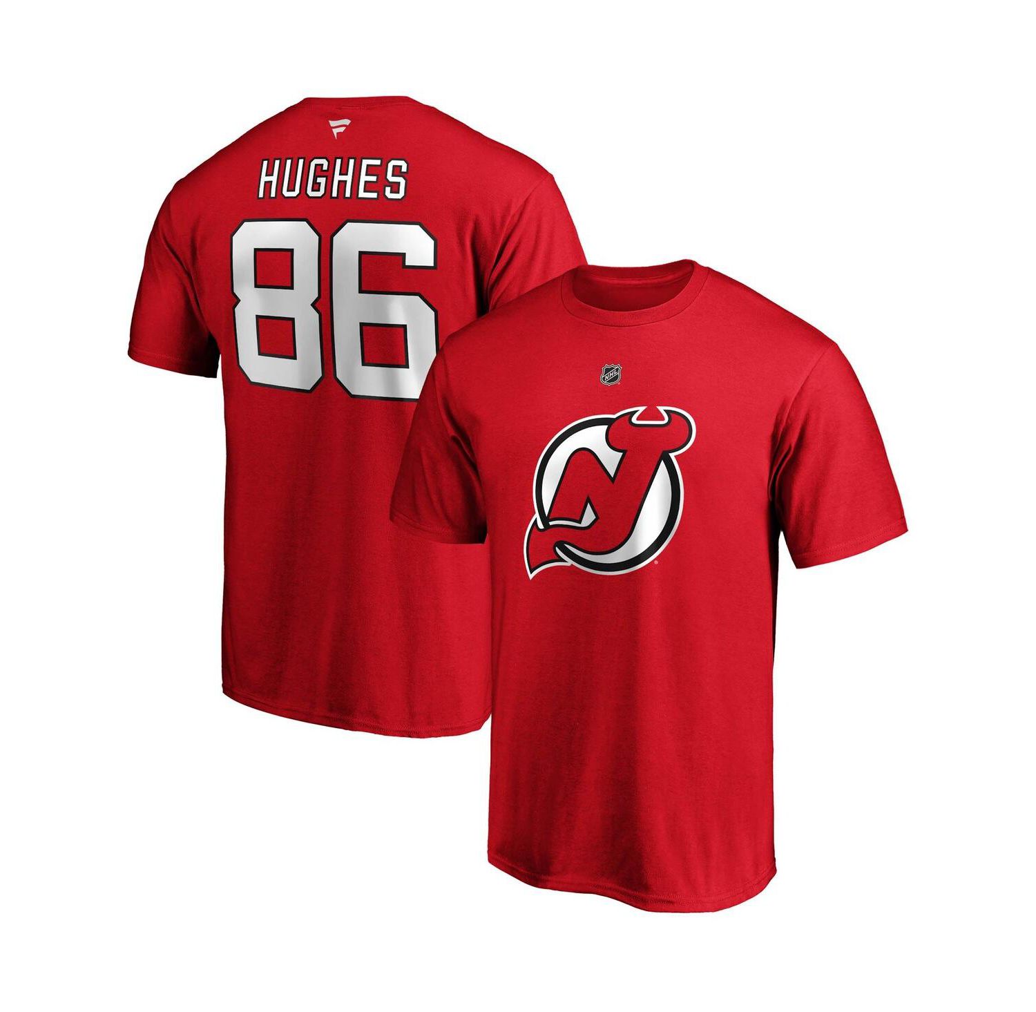 Men's Jack Hughes Red New Jersey Devils Big and Tall Name and Number T-shirt